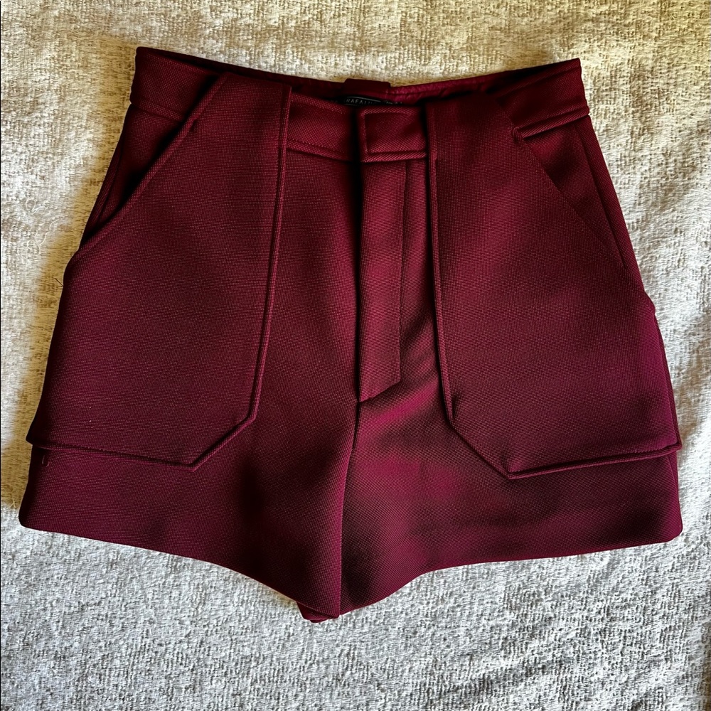 Zara high waisted burgundy dress shorts size M